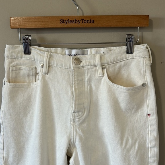 Tomorrow Denim Teresa Regular Cropped Jean White Button Fly Organic Cotton Sz 28 - Picture 4 of 16